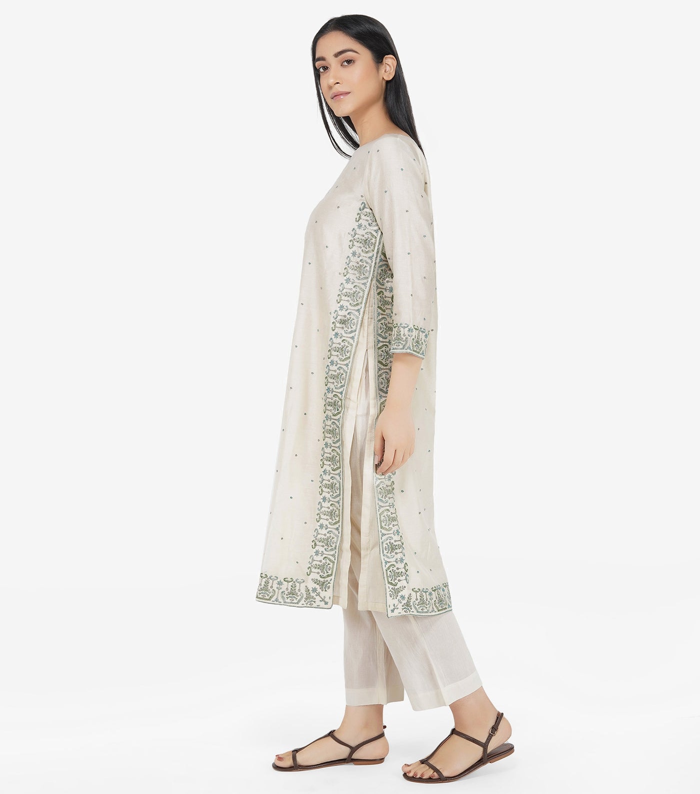 Ivory Cotton Silk Kurta & Pants Set