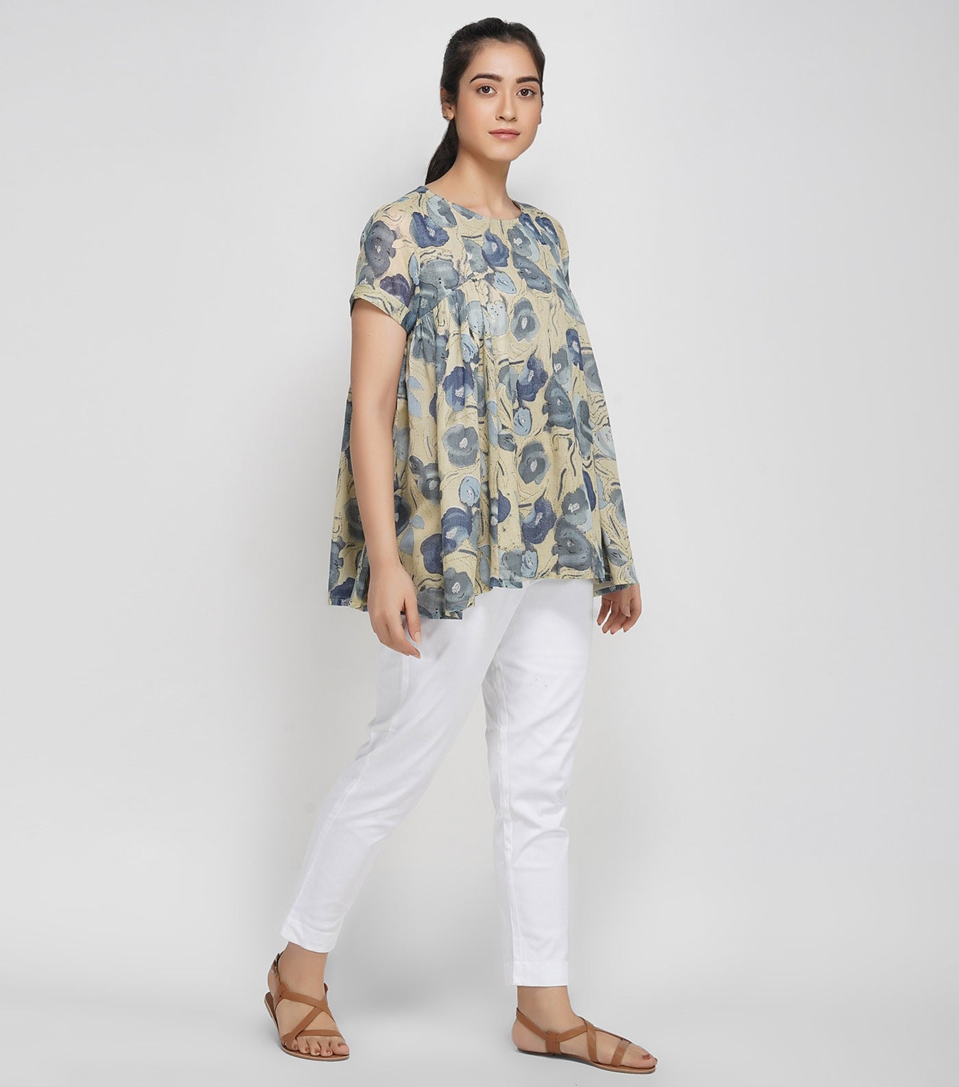 Floral printed cotton top