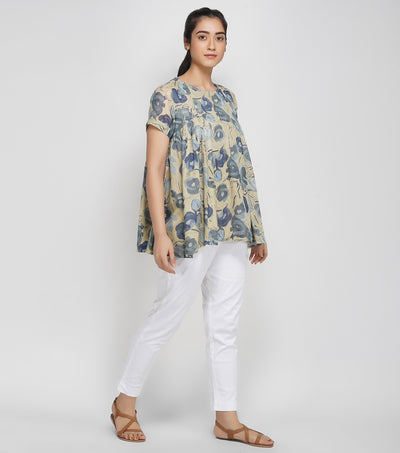 Floral printed cotton top