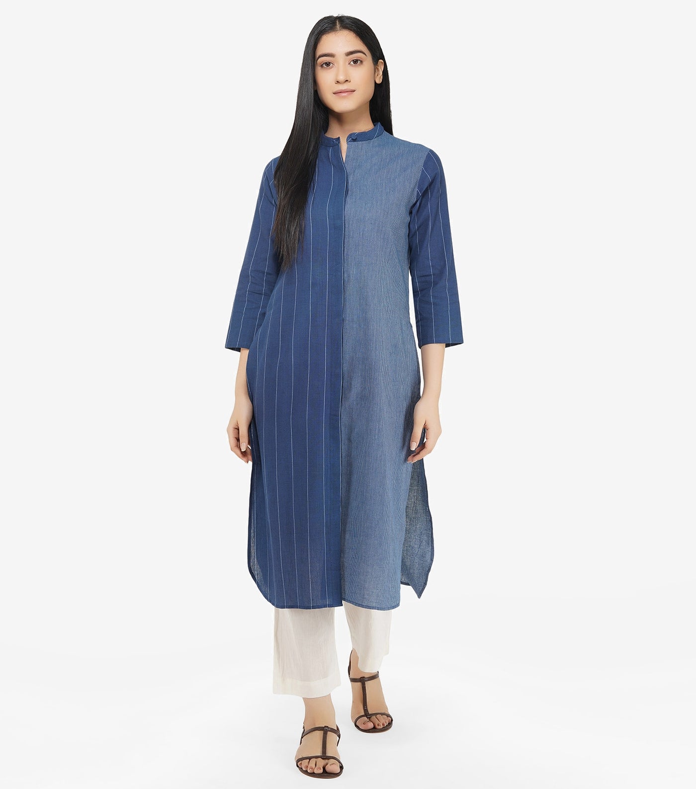 Blue khadi kurta