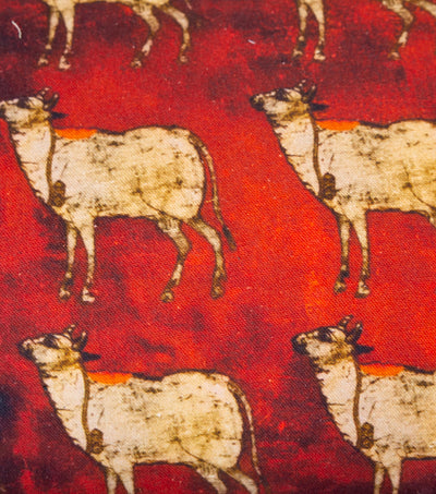 Red Cow Printed Cotton Cushion Cover