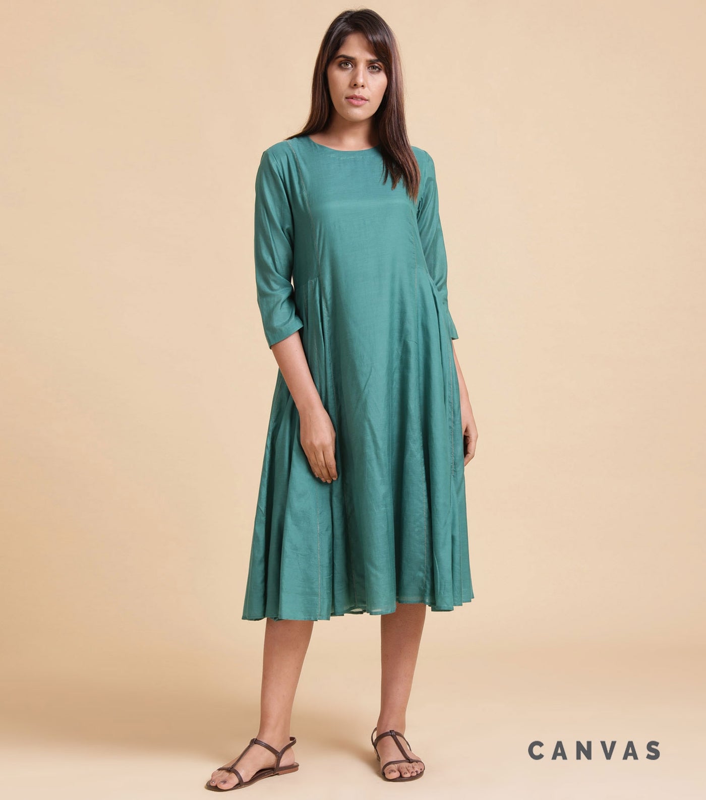 Green Silk Cotton Dress