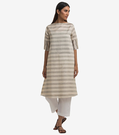 Natural Striped Chanderi Kurta