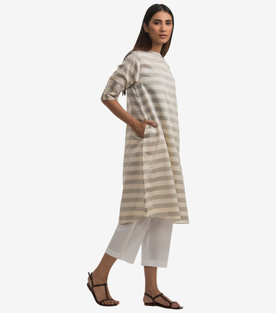 Natural Striped Chanderi Kurta