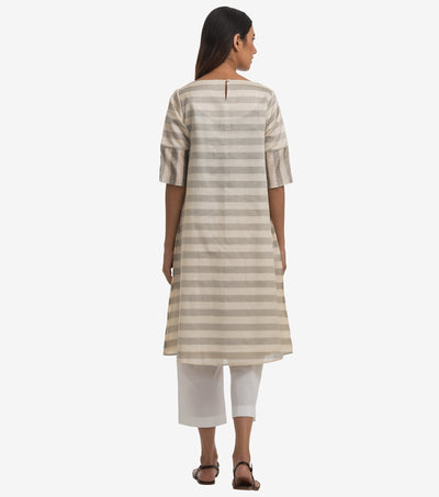 Natural Striped Chanderi Kurta