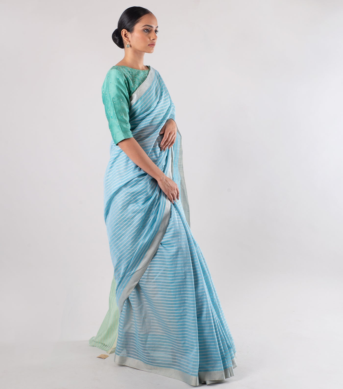 Sky Blue Handwoven Maheshwari Saree