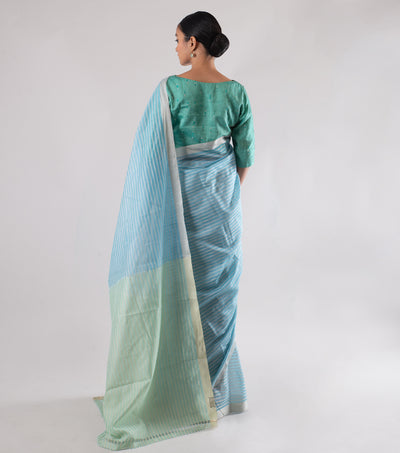 Sky Blue Handwoven Maheshwari Saree