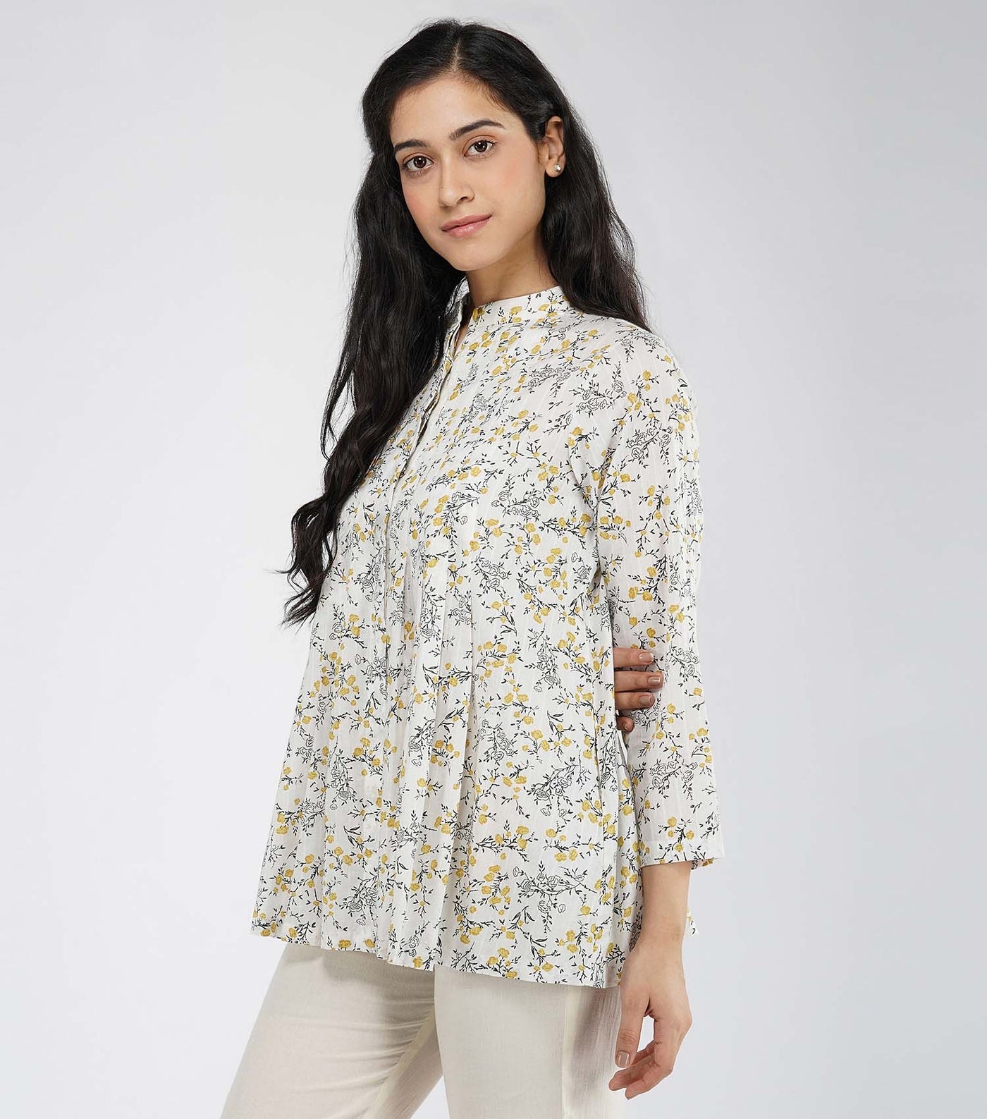 Floral printed cotton shirt