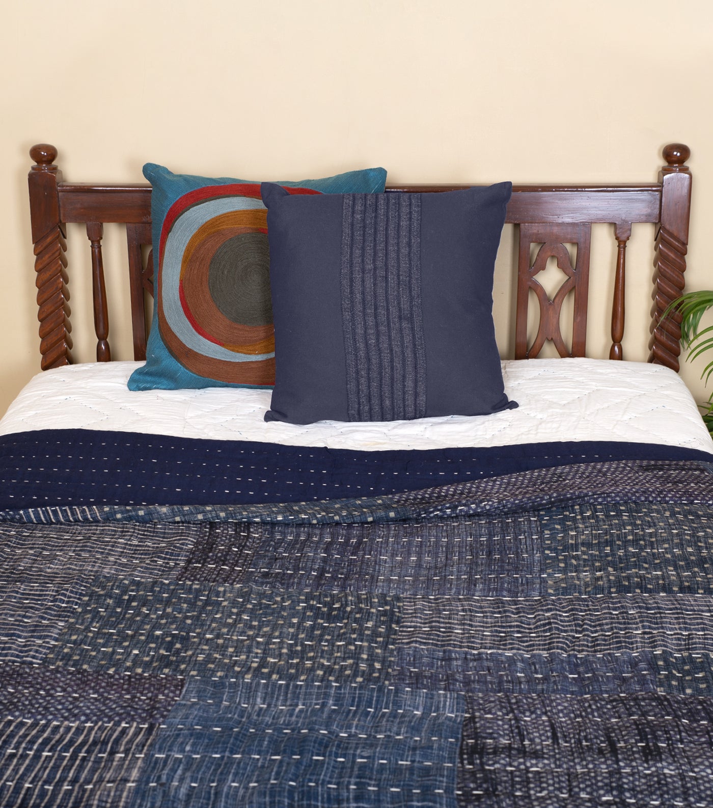 Navy Printed Cotton Quilt