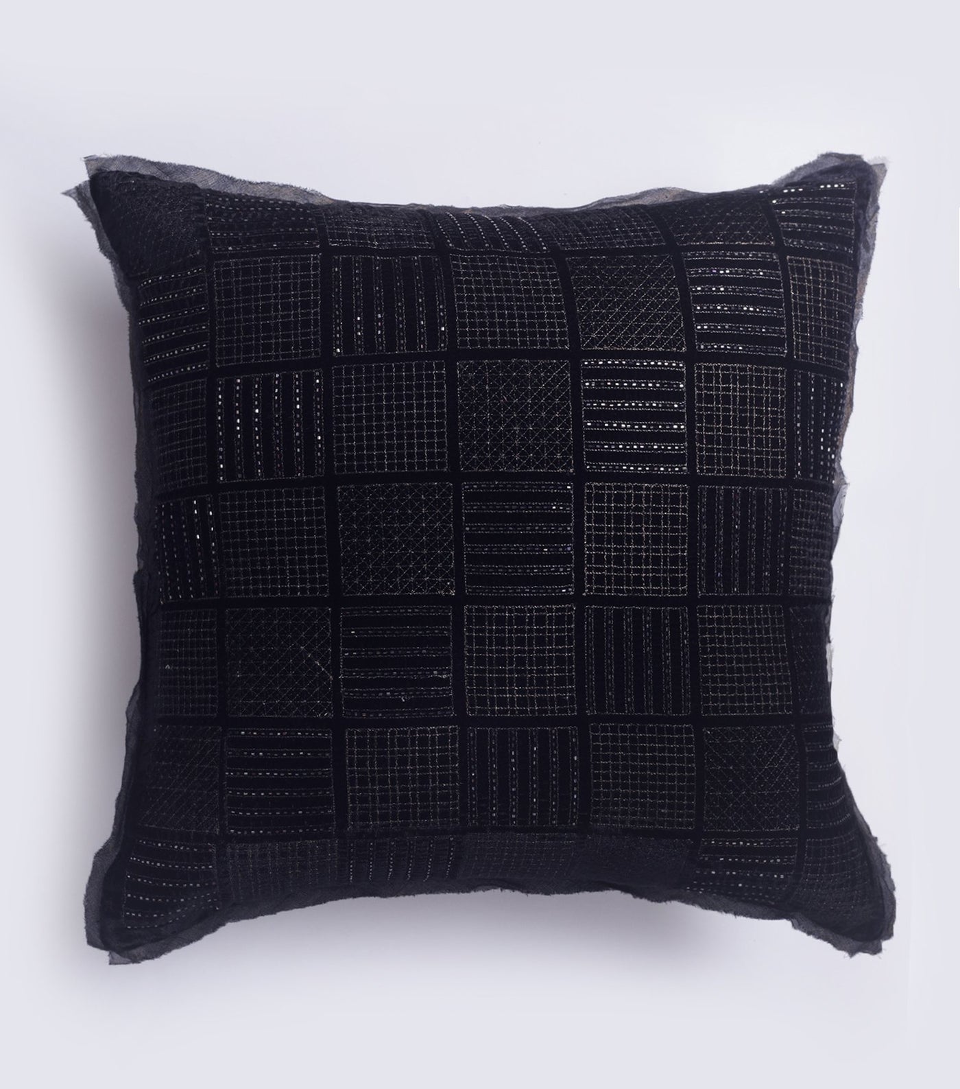 Liner Square Navy Velvet Cushion Cover