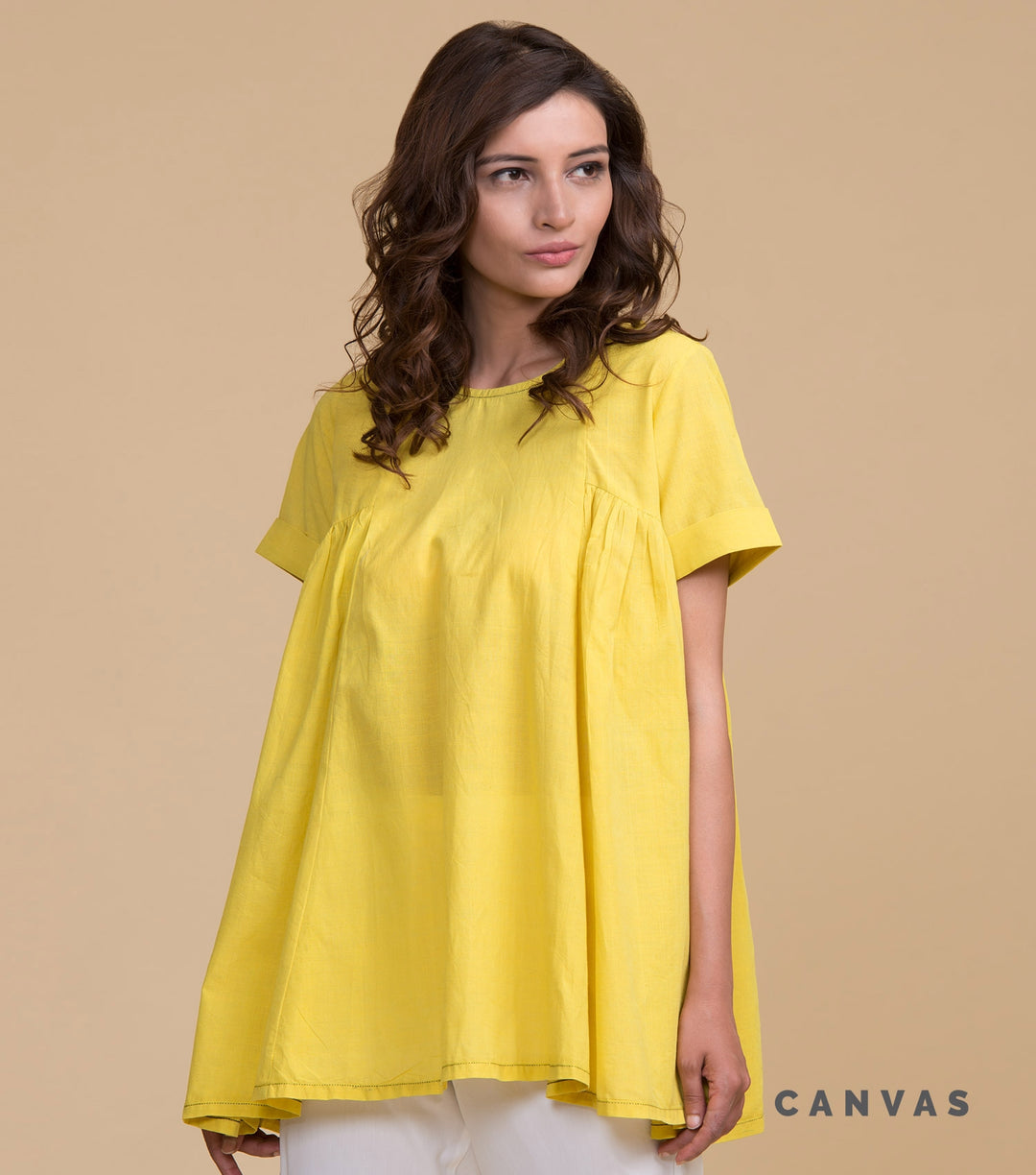 Yellow mangalgiri cotton top