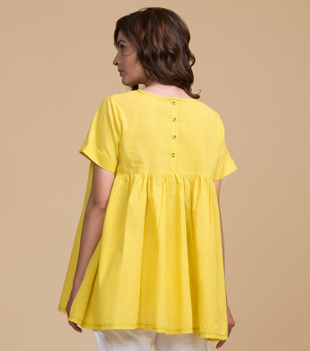 Yellow mangalgiri cotton top