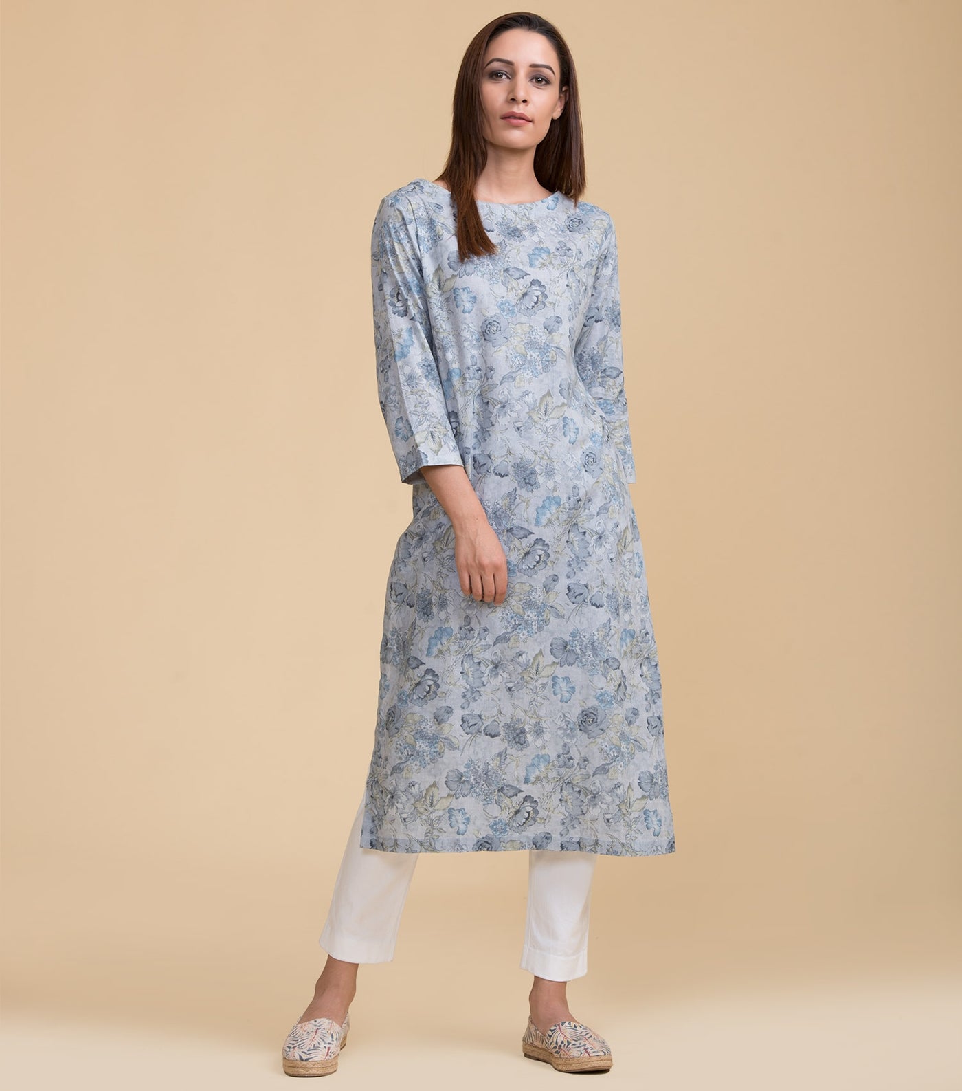 Floral printed cotton kurta