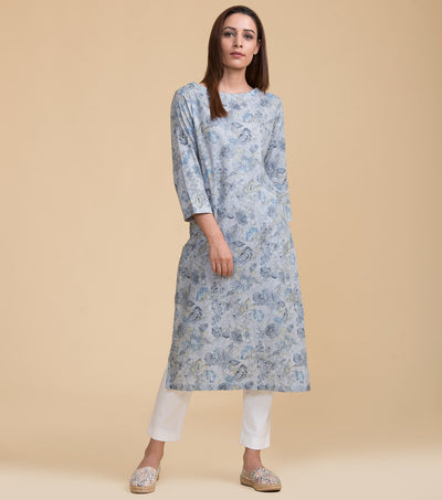 Floral printed cotton kurta