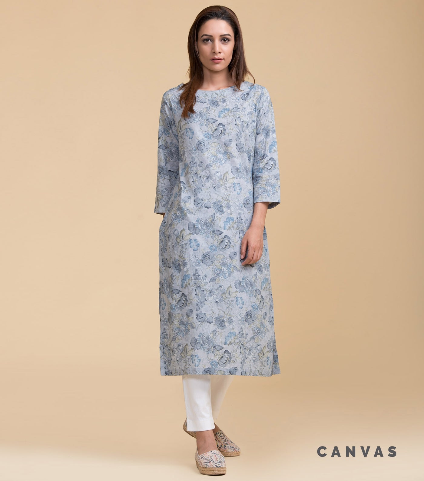 Floral printed cotton kurta
