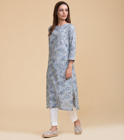 Floral printed cotton kurta
