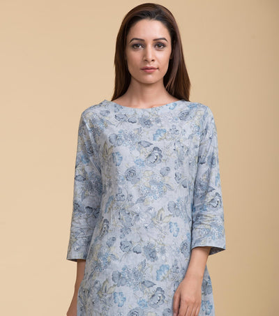 Floral printed cotton kurta