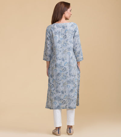 Floral printed cotton kurta