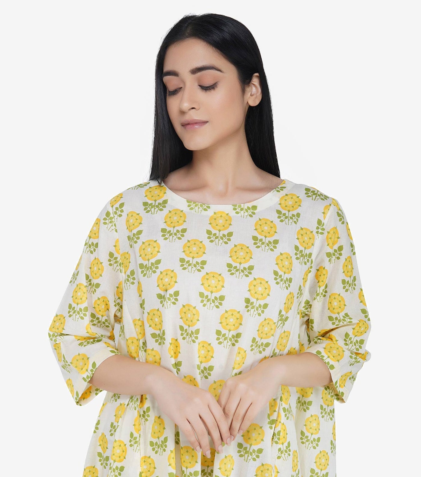 Summer floral printed cotton Dress