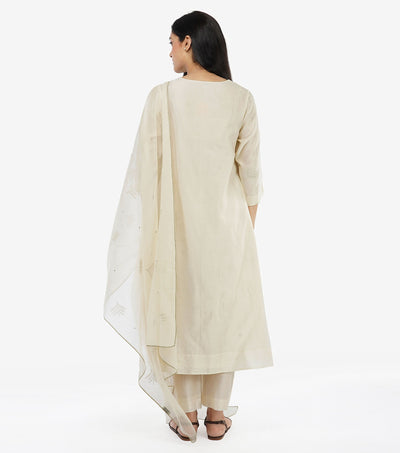 Natural Embroidered chanderi kurta