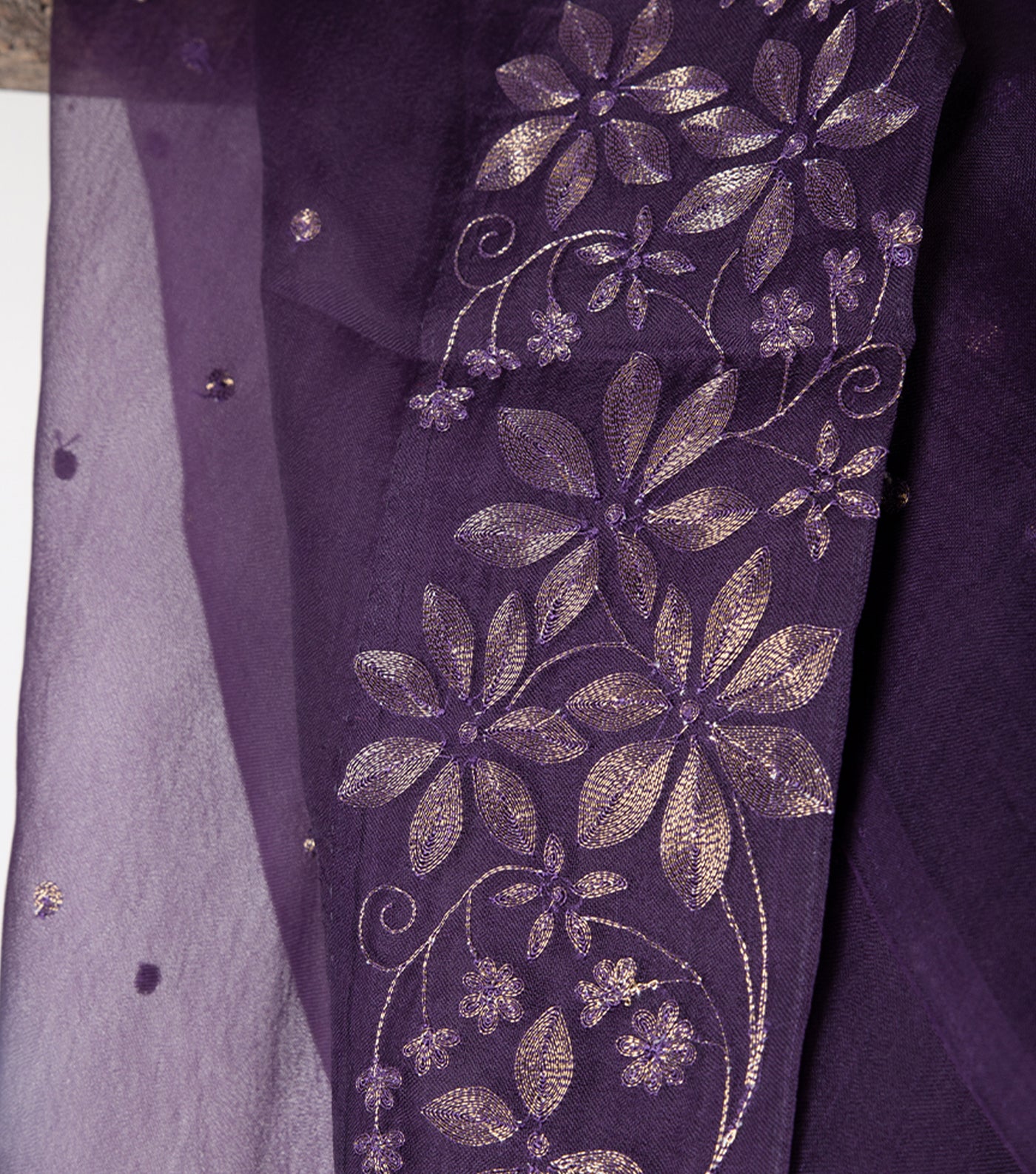 Purple Embroidered Organza saree