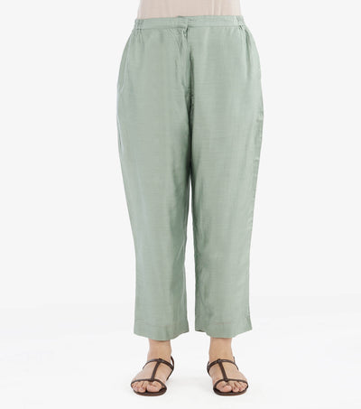 Ivory Cotton Silk Kurta & Mint Green Pants Set