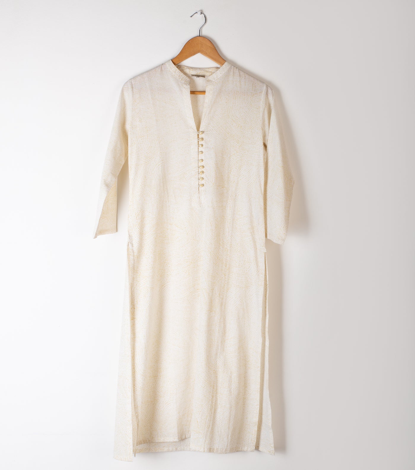 Off white Printed cotton kurta