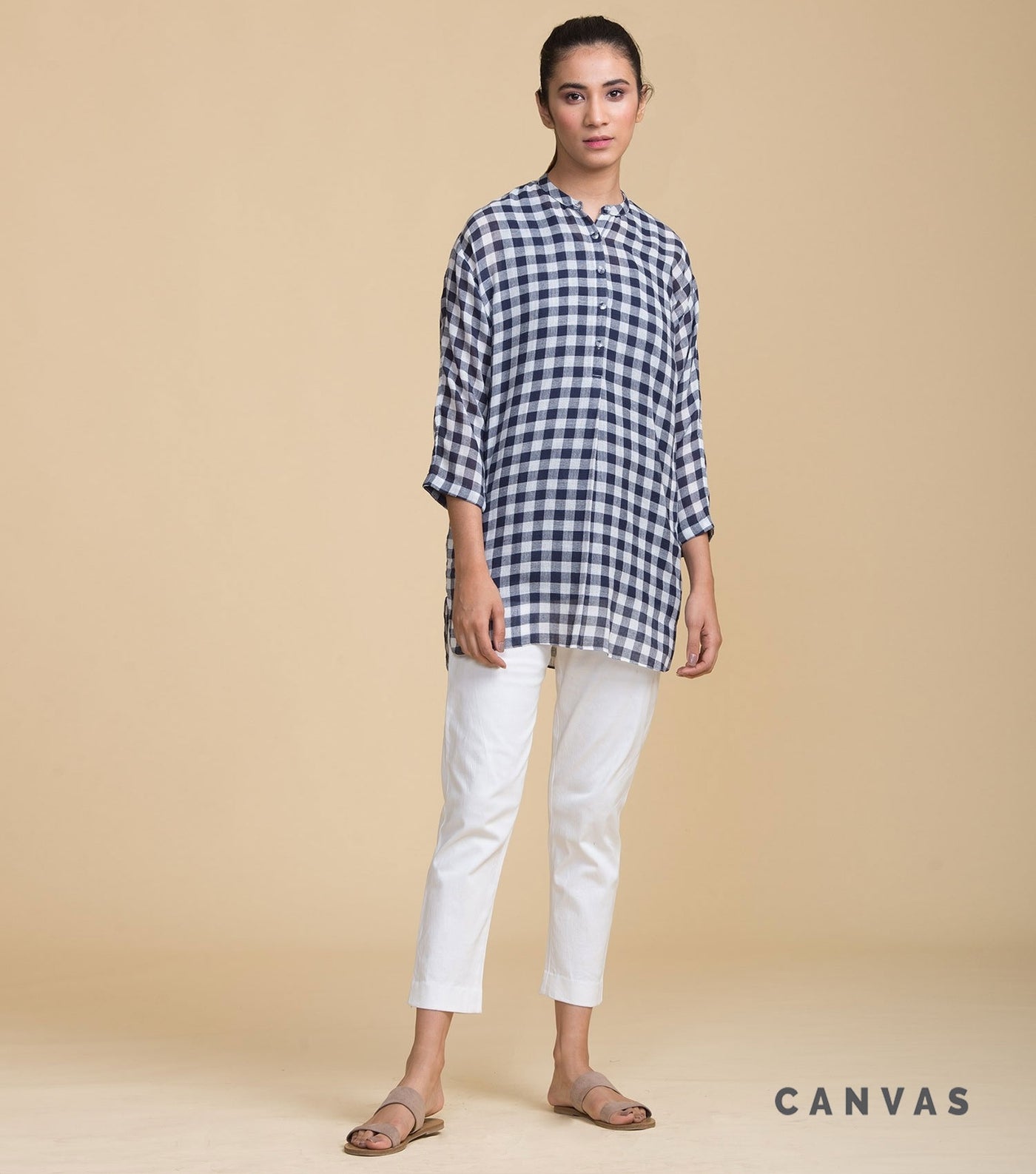 Blue woven cotton shirt