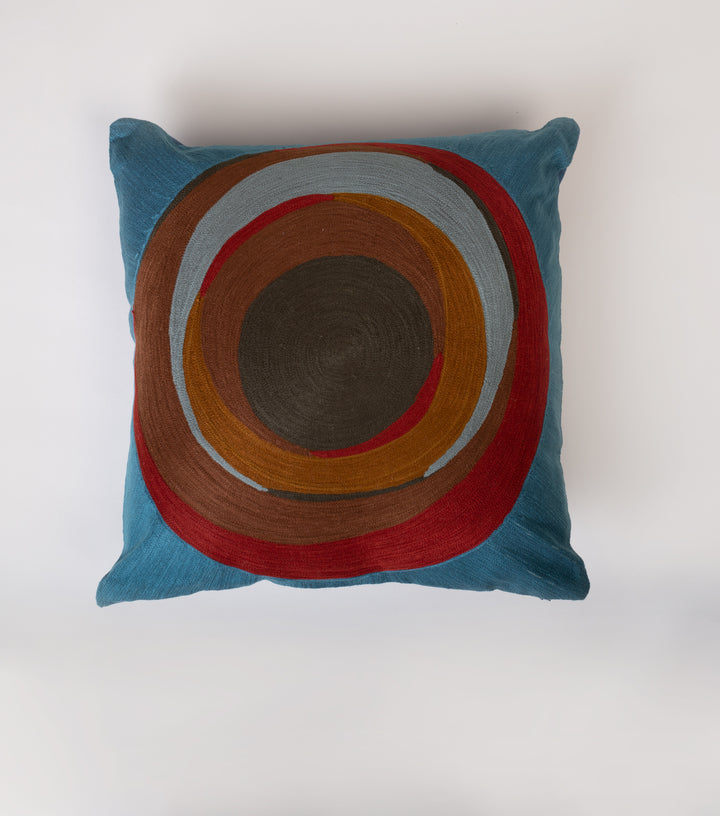 Blue Embroidered Cotton Cushion Cover
