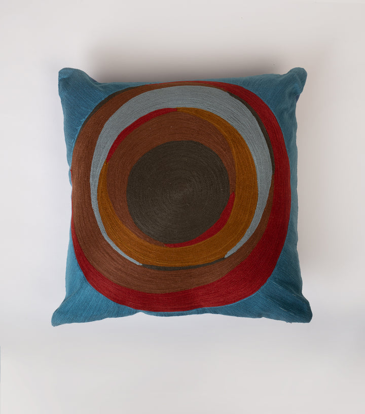 Blue Embroidered Cotton Cushion Cover