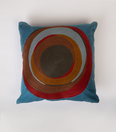 Blue Embroidered Cotton Cushion Cover