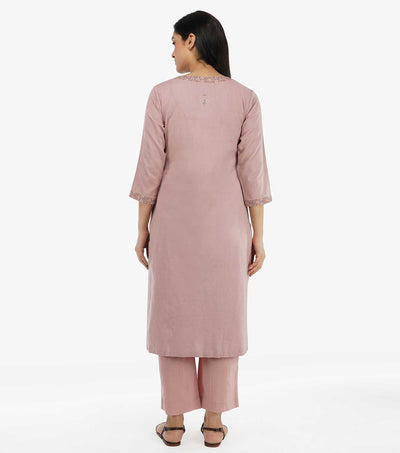 Blush pink cotton linen kurta & pants set