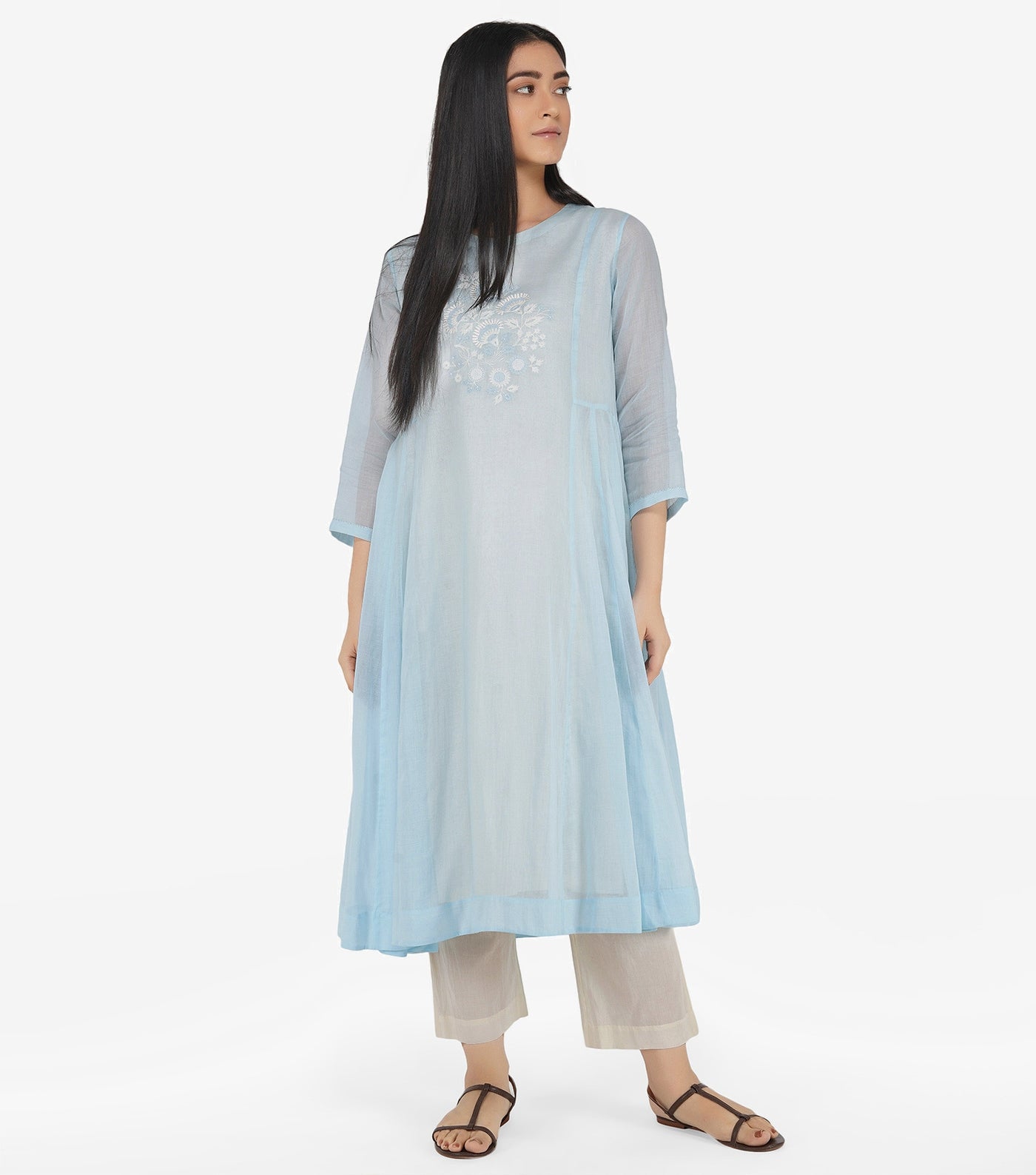 Skyblue cotton kurta