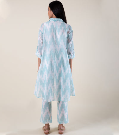 Powder Blue Printed Cotton Co-Ord Set
