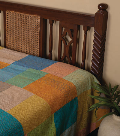 Multicolor Kantha Cotton Bedcover