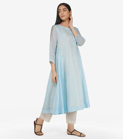 Skyblue cotton kurta