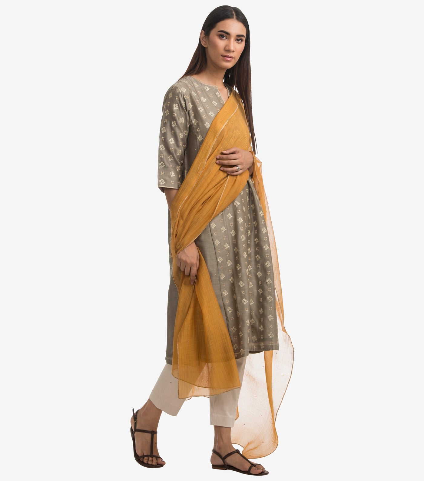 Mustard chanderi dupatta