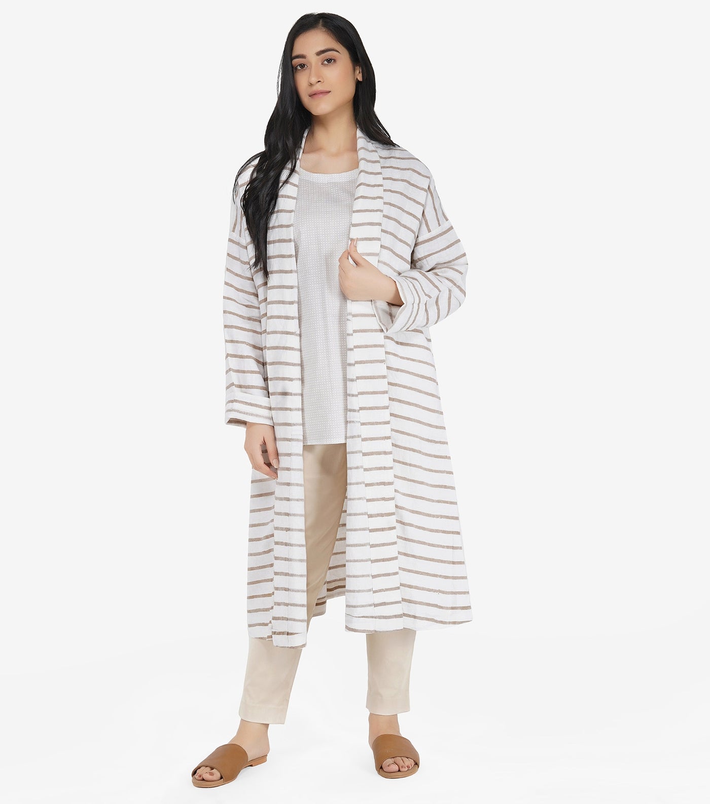 Natural striped linen jacket