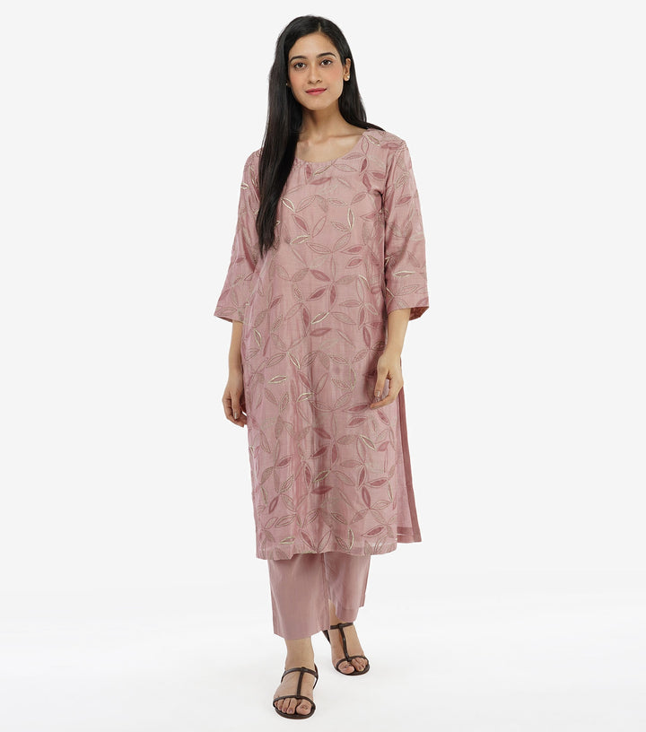 Blush Pink Chanderi Embroidered Suit Set