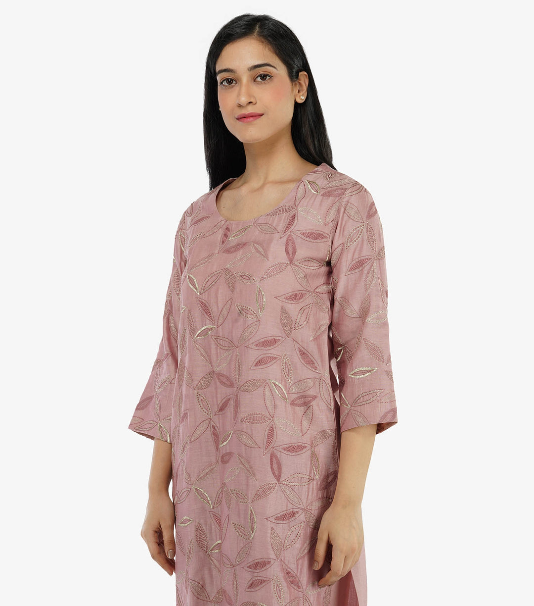 Blush Pink Chanderi Embroidered Suit Set