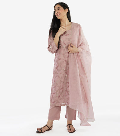 Blush Pink Chanderi Embroidered Suit Set