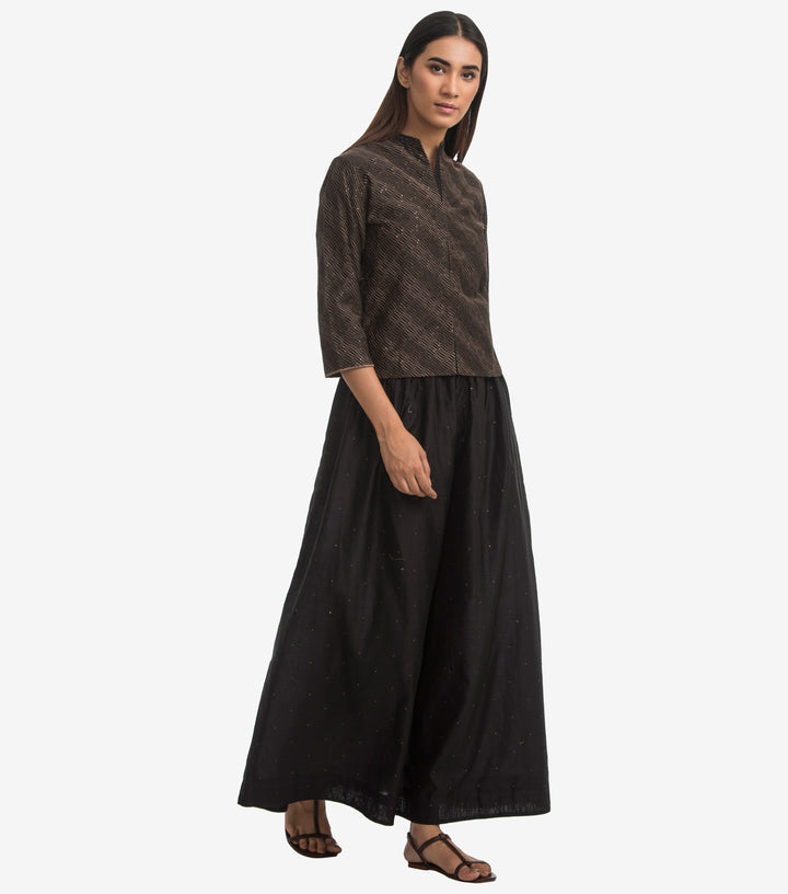 Black silk chanderi skirt set