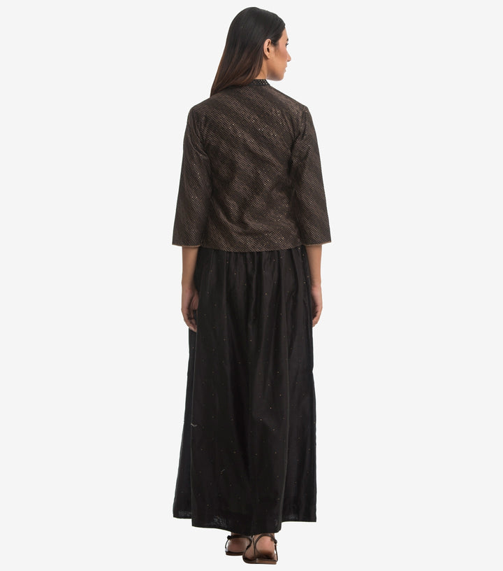 Black silk chanderi skirt set