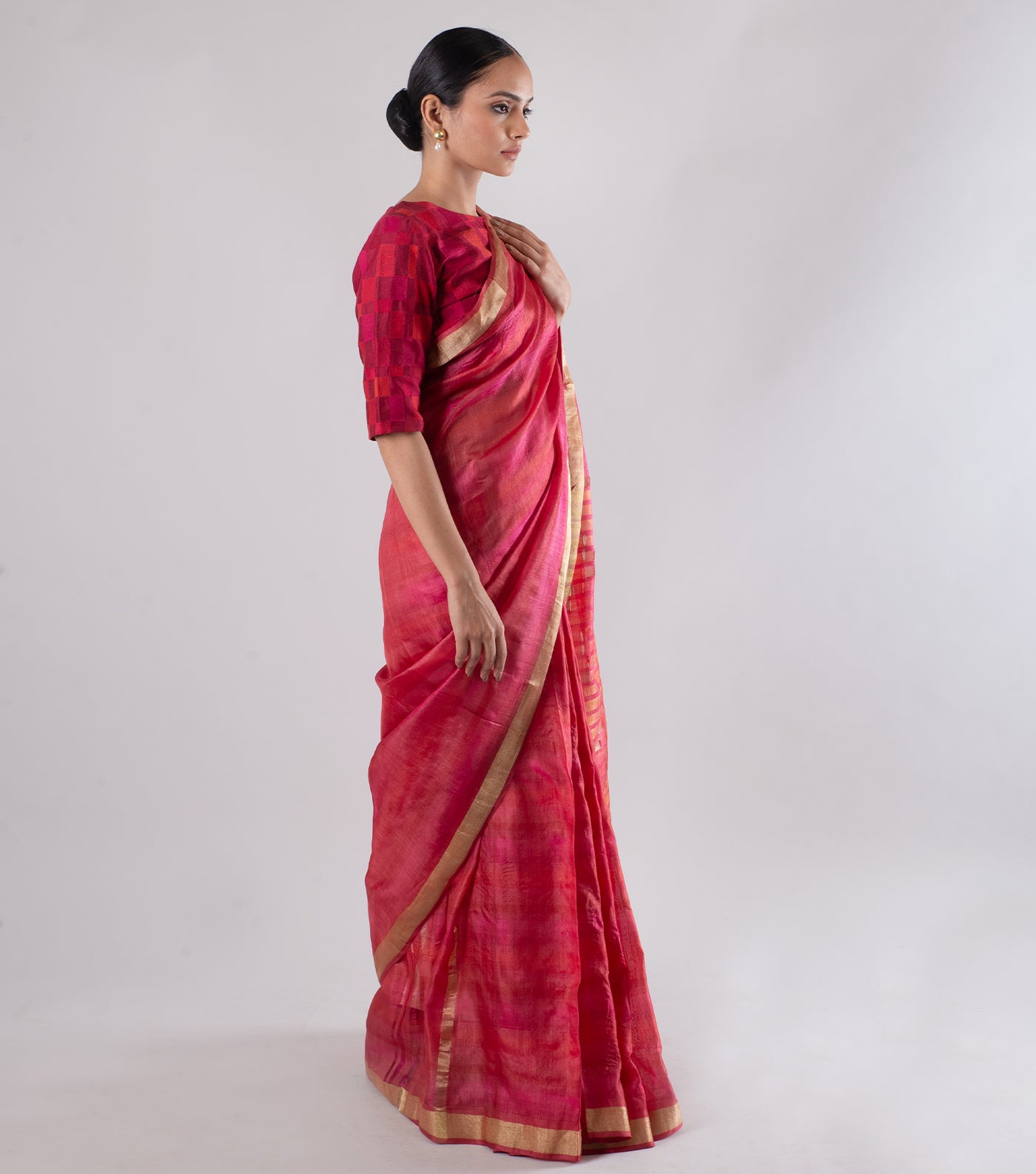 Hot Pink Handwoven Silk Saree