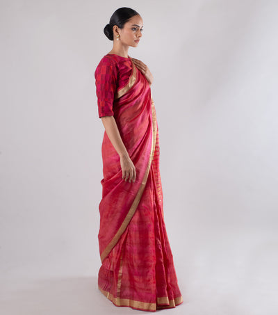 Hot Pink Handwoven Silk Saree