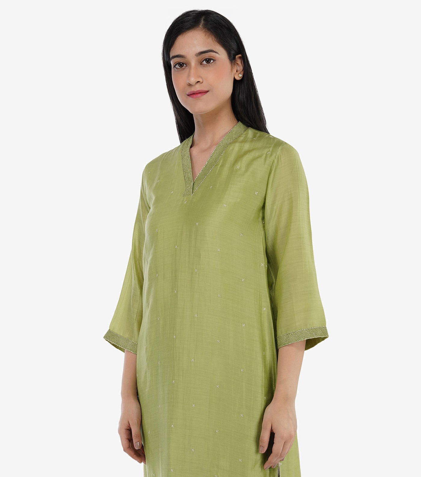 Grape green chanderi Embroidered kurta & Pants set