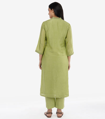 Grape green chanderi Embroidered kurta & Pants set
