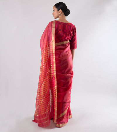 Hot Pink Handwoven Silk Saree