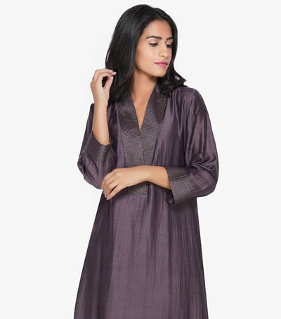 Voilet Silk Kurta Set