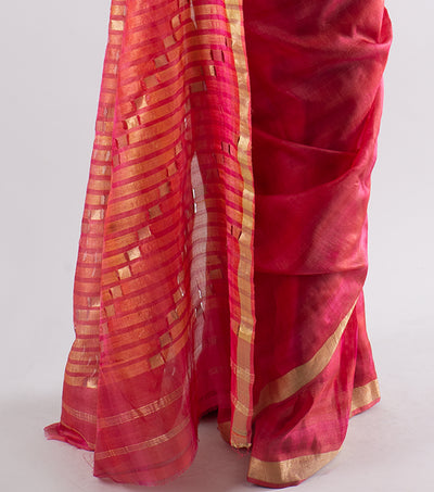 Hot Pink Handwoven Silk Saree